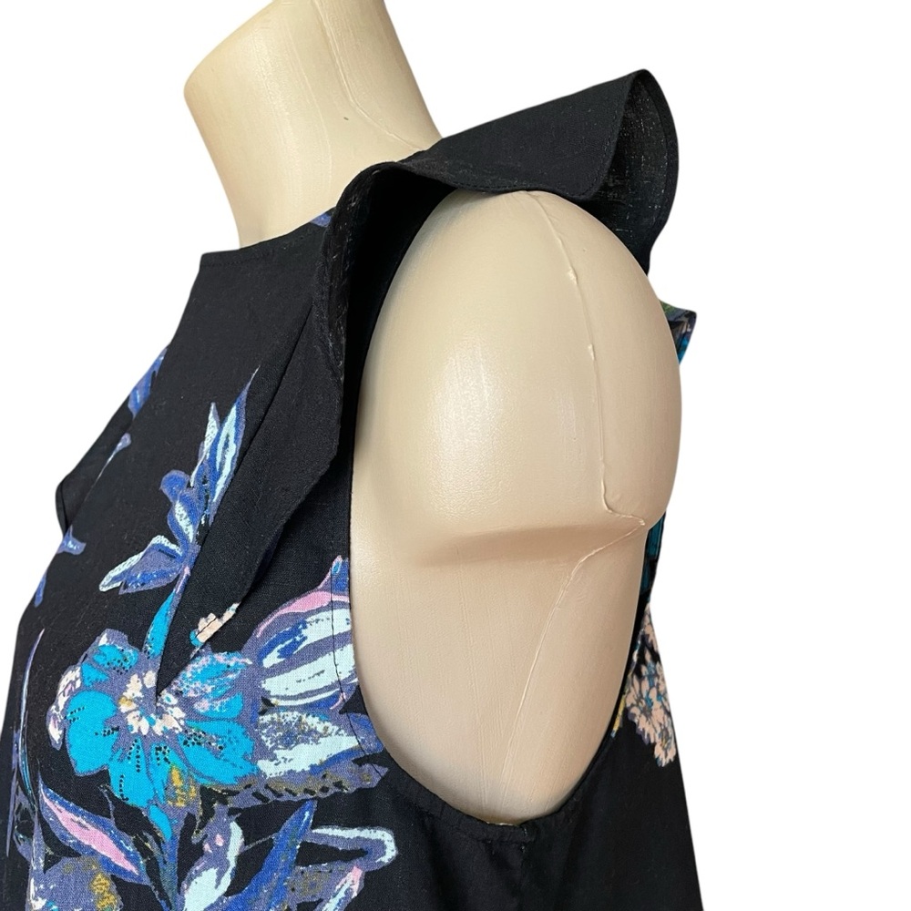FREE PEOPLE Summer in Tulum Tunic Top Ruffle Floral Black Size Medium - Picture 9 of 15